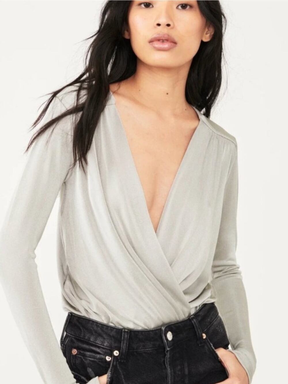 Free People Bodysuit Silver Metallic Turnt size Small